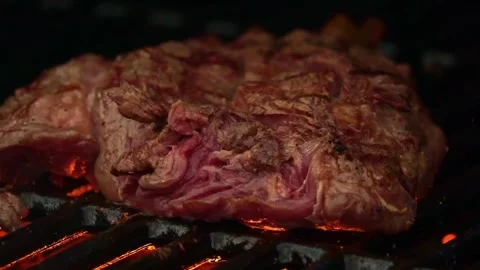 Barbecue steak fried on the grill Stock-Footage 245478129