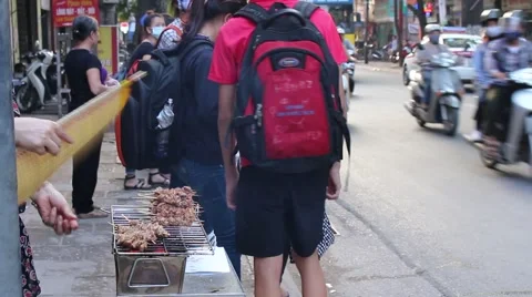 Barbecue in the street Stock Footage 56081728