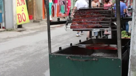 Barbecue in the street Stock Footage 56085150