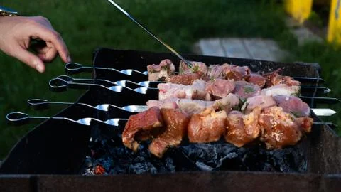 Barbecue time is time to relax and to eat tasty food. Stock Photos