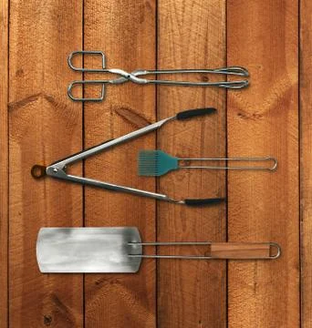 Barbecue tools set Stock Photos