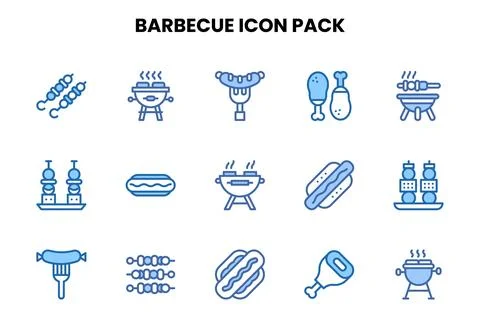 Barbecue Two Colour Bundle Icons Pack Stock Illustration