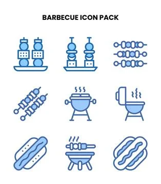 Barbecue Two Colour Icons Pack Stock Illustration