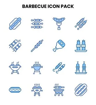 Barbecue Two Colour Icons Pack Stock Illustration