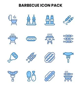 Barbecue Two Colour Vector Icons Pack Stock Illustration