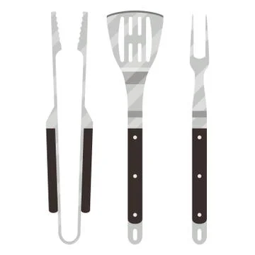 Barbecue utensils set. Ilustración de archivo