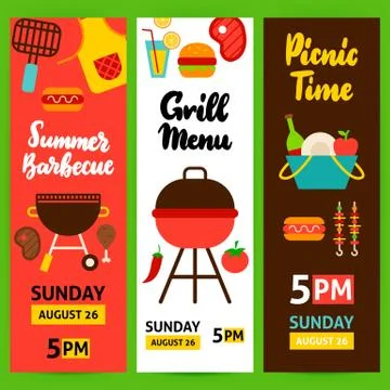 Barbecue Vertical Flyer Set Illustrazione stock