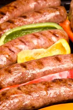 Barbecued bratwurst Stock Photos