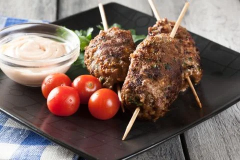 Barbecued kofta Stock Photos