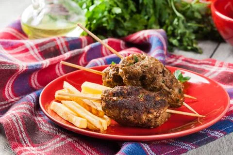 Barbecued kofta Stock Photos
