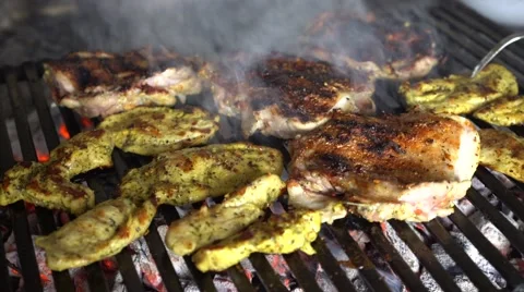 Barbecue,meat ,fire,dinner Stock Footage 62753745