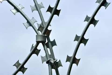 Barbed and razor wire for high security Stock Photos