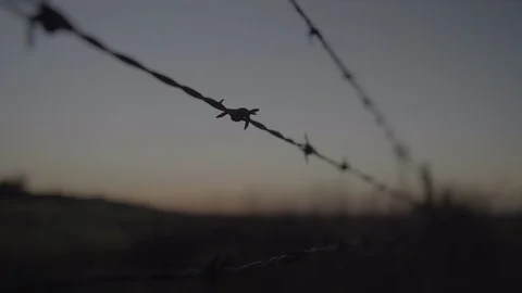 Barbed Fence Stock Footage 82627083