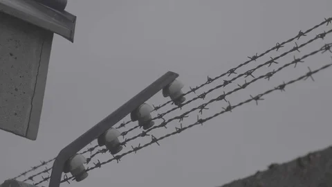 Barbed Wire 4k Video stock 124576356