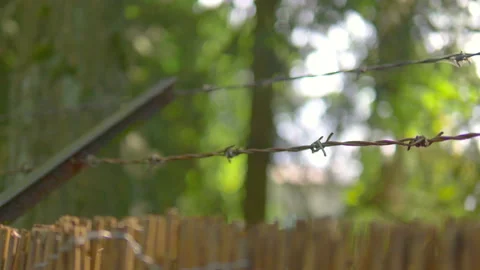 Barbed wire in 4k slow motion 60fps Stock Footage 161143665