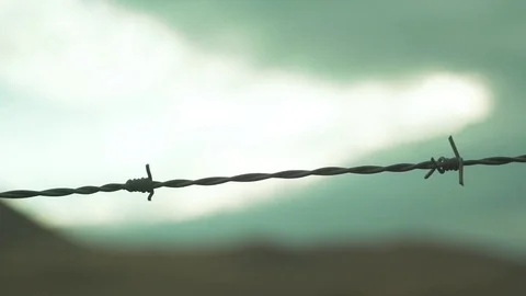 Barbed wire against blur background 库存影片 83184625