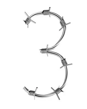 Barbed wire alphabet, 3 Stock Illustration