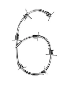 Barbed wire alphabet, 6 Stock Illustration