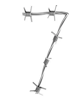 Barbed wire alphabet, 7 Stock Illustration