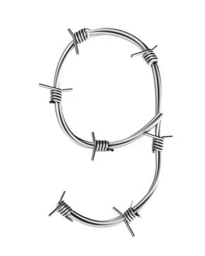 Barbed wire alphabet, 9 Stock-Illustration