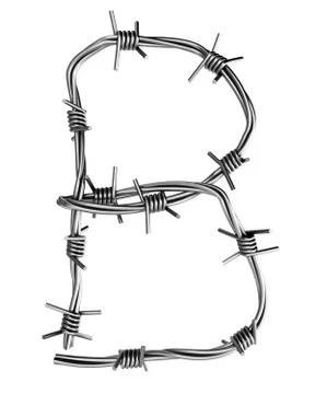 Barbed wire alphabet, B Stock Illustration