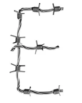 Barbed wire alphabet, E Stock Illustration