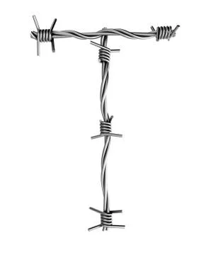 Barbed wire alphabet, T Stock Illustration
