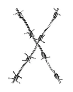 Barbed wire alphabet, X Stock Illustration