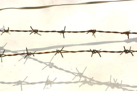 Barbed wire, also known as barb wire Stock Photos