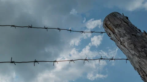 Barbed Wire And Clouds Stock Footage 63624529