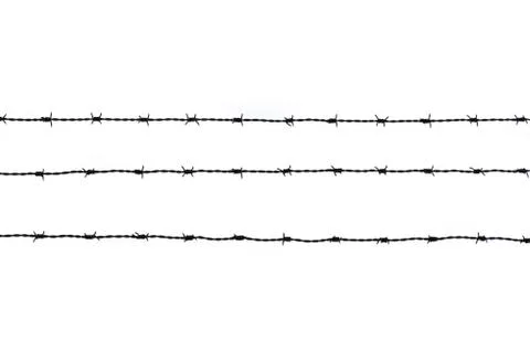 Barbed wire in background white Foto stock
