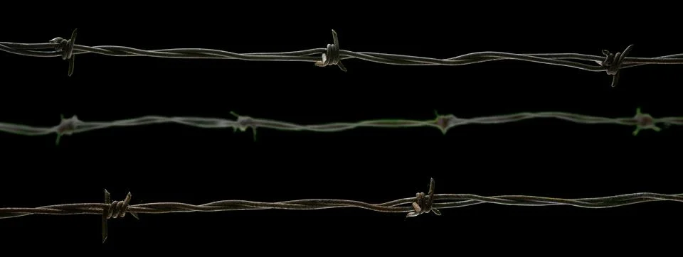 Barbed Wire Black Background Foto stock