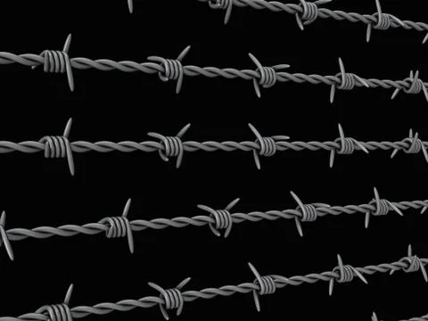 Barbed wire on black Stock Illustration