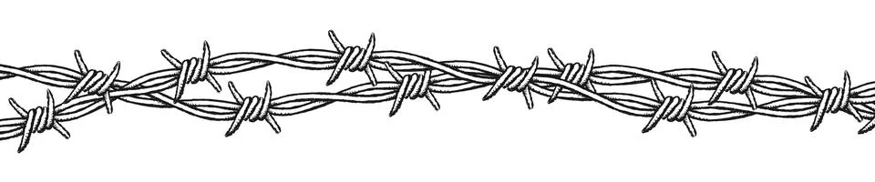 Barbed wire border, interlaced Stock Illustration