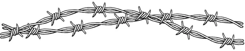 Barbed wire border, intertwined Stock Illustration