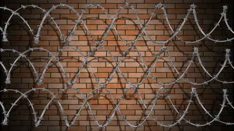 Barbed Wire on Brick Wall Background Stock Footage 94942324
