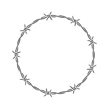 Barbed Wire Circle Frame Isolated Stock Illustration