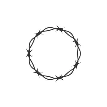 Barbed wire circle icon. Round border symbol. Sign metal wire vector flat. Stock Illustration