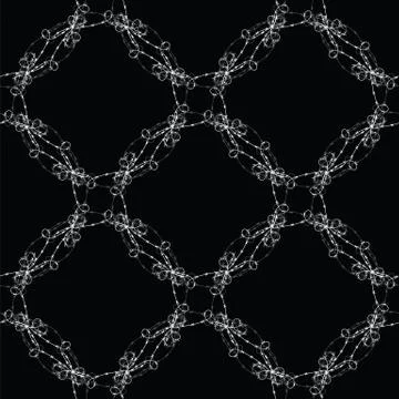 Barbed Wire Circle Seamless Pattern. Stylized Prison Concept. Symbol of Not Illustrazione stock