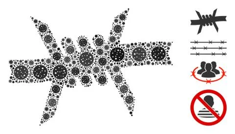 Barbed Wire Collage of Covid Virus Elements Stock Illustration