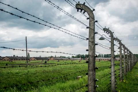 Barbed wire concentration camp Auschwitz Birkenau KZ Poland 2 Stock Photos