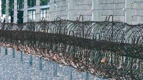 Barbed wire in concentration camp Stock Footage 33956987