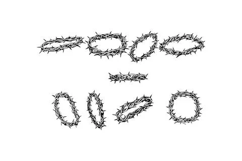Barbed Wire Crowns in Various Shapes. Vector icon. Stock Illustration