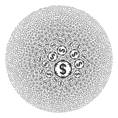 Barbed Wire Dollar Icon Round Cluster Mosaic Stock Illustration