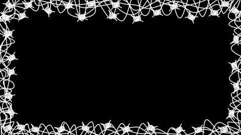 Barbed Wire Drawing on Black Screen Stock Footage 309962479