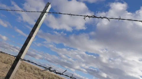 Barbed Wire Fence Clouds Time lapse - Country 스톡 동영상 139883746