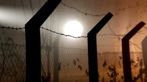 Barbed Wire Fence Stock Footage