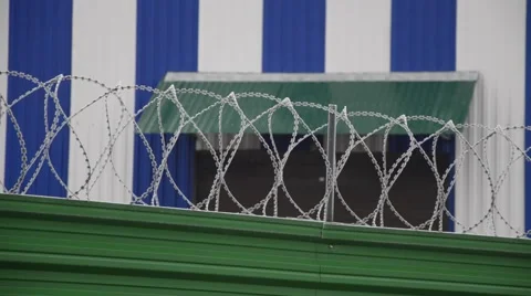 Barbed wire on the fence Stock Footage 57316410