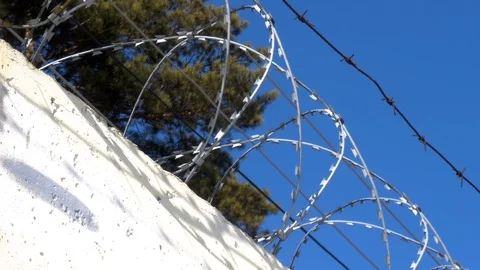 Barbed wire fence. Stock Footage 104292754
