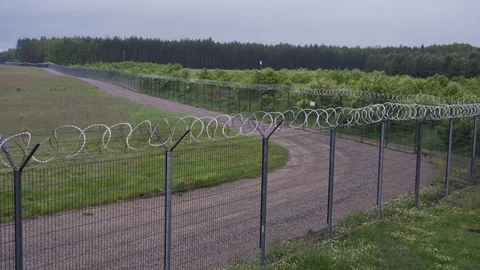 Barbed Wire Fence Stock Footage 108870275